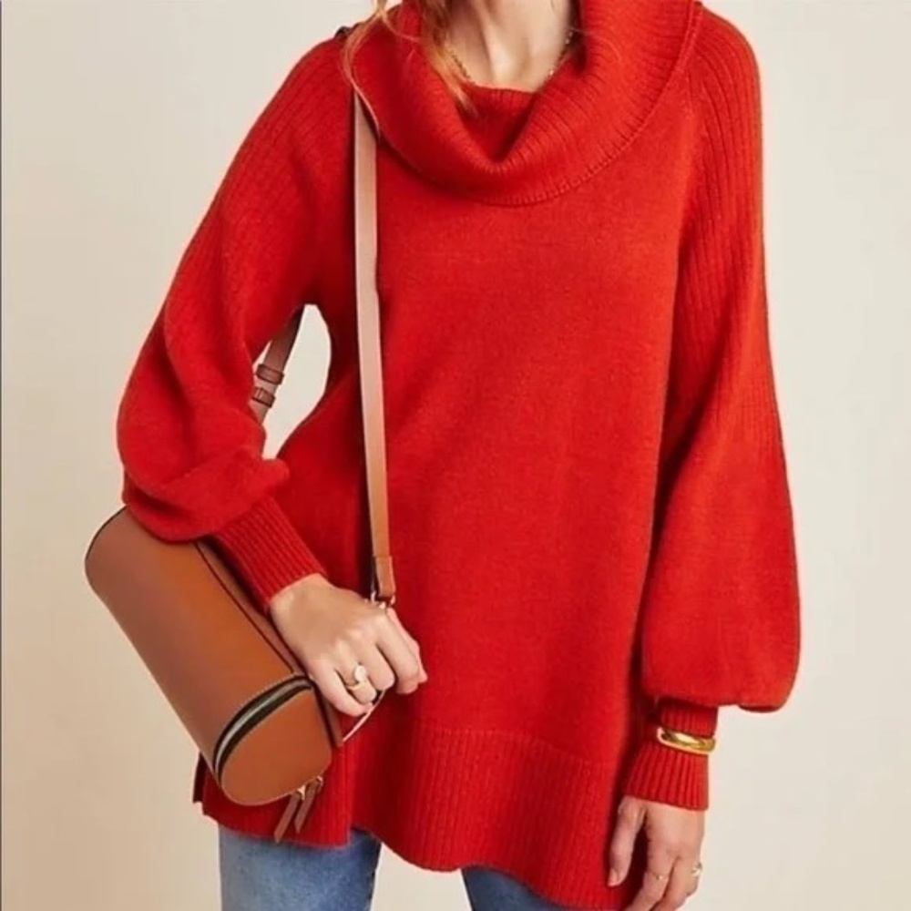 Anthropologie Paloma Burnt Orange Cowl Neck Sweater Size Medium